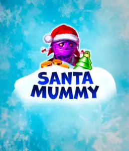  Behold the unique "Santa Mummy" slot game by Belatra, highlighting a Santa-clad mummy decked out in festive holiday attire. This eye-catching image presents the mummy with a vivid purple hue, wearing a Santa hat, amid snowy blue and frosty snowflakes. The game's title, "Santa Mummy," is prominently displayed in large, frost-like blue letters.